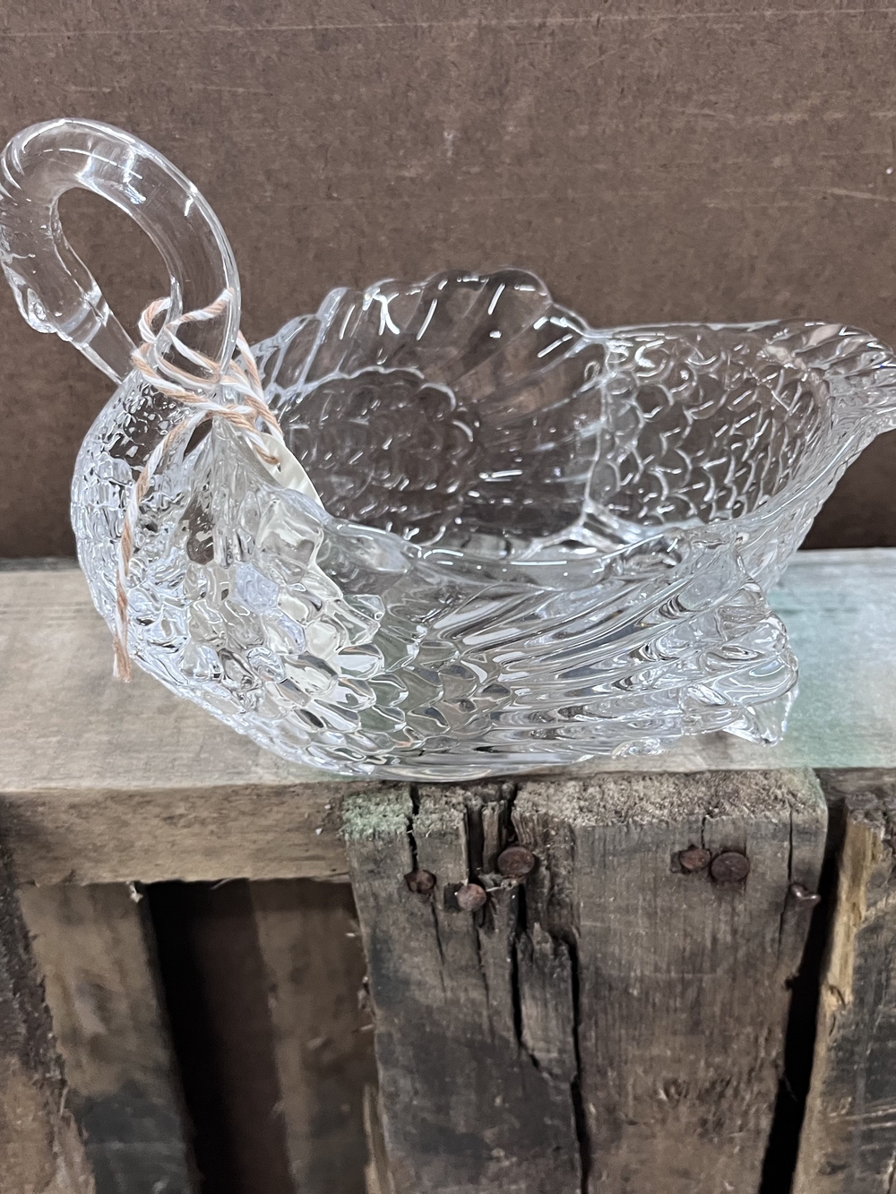 Clear Glass Swan Bowl